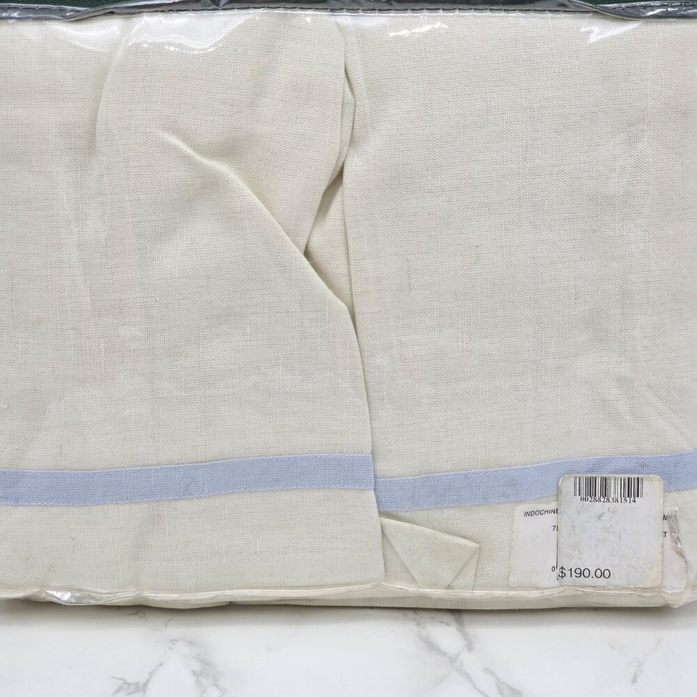 Ralph Lauren King Bed Skirt Indochine Linen Cream Blue Trim NEW old stock RARE - Picture 2 of 3